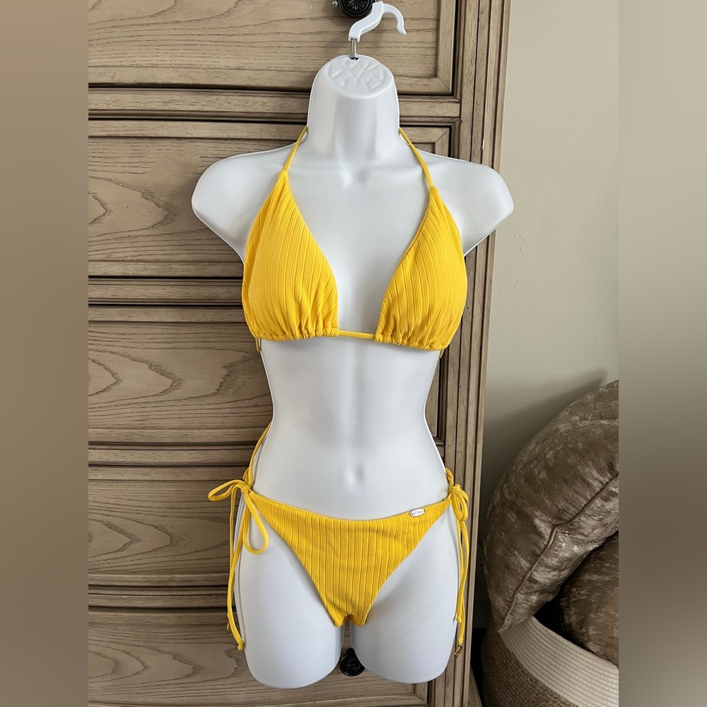 Luli Fama Miami Yellow Bikini Scrunch Bum Set